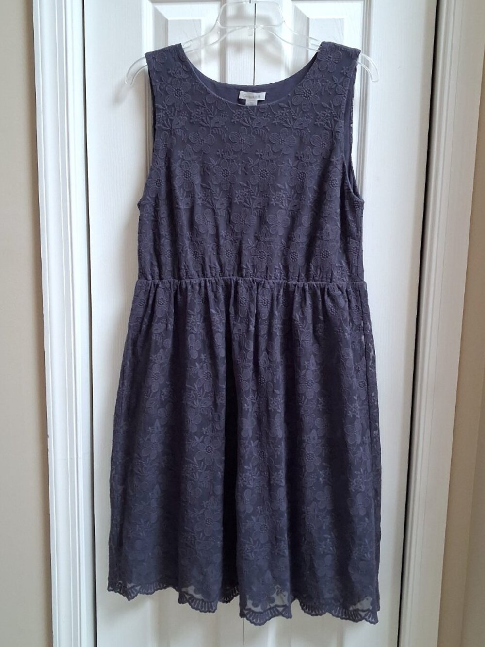 GARNET HILL Purple Floral Lace Sleeveless Dress sz 12